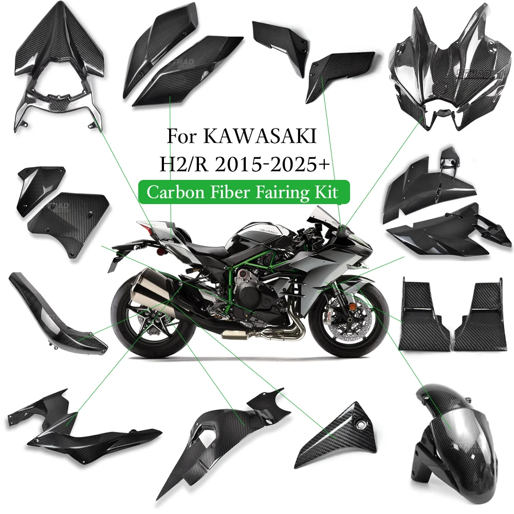 

H2 2025 For KAWASAKI NAINJA H2/R 2015-2024 2025+ Real Carbon Fiber Motorcycle Modification Accessories Fairing Kit Spoiler Wing