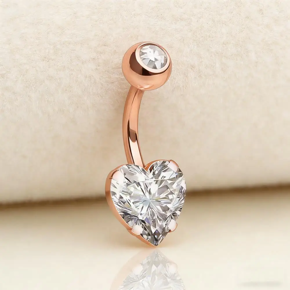 Anillos de Ombligo Cortos con Zirconia Blanca Pequeña para Mujer, Piercings de Acero Quirúrgico para el Ombligo, Joyería para Fiestas