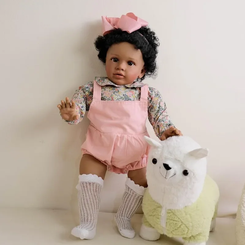 66cm Toddler Baby Doll Soft Toch Body Pippa with Dark Skin Hand-Detailed Painting with Visible Veins