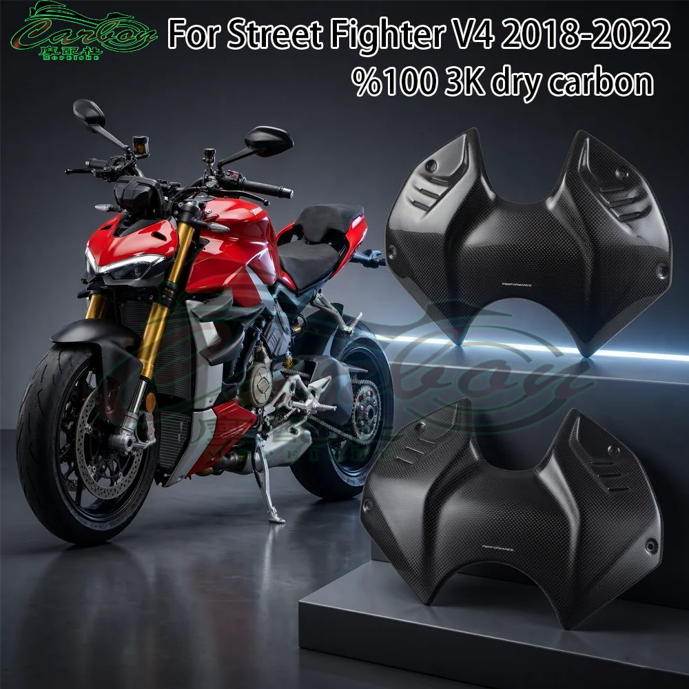 For DUCATI Streetfighter V4 S 2020 2021 2022 Carbon FIber Front Battery Cover Fuel Tank Airbox Covers Motorcycle Modified Parts