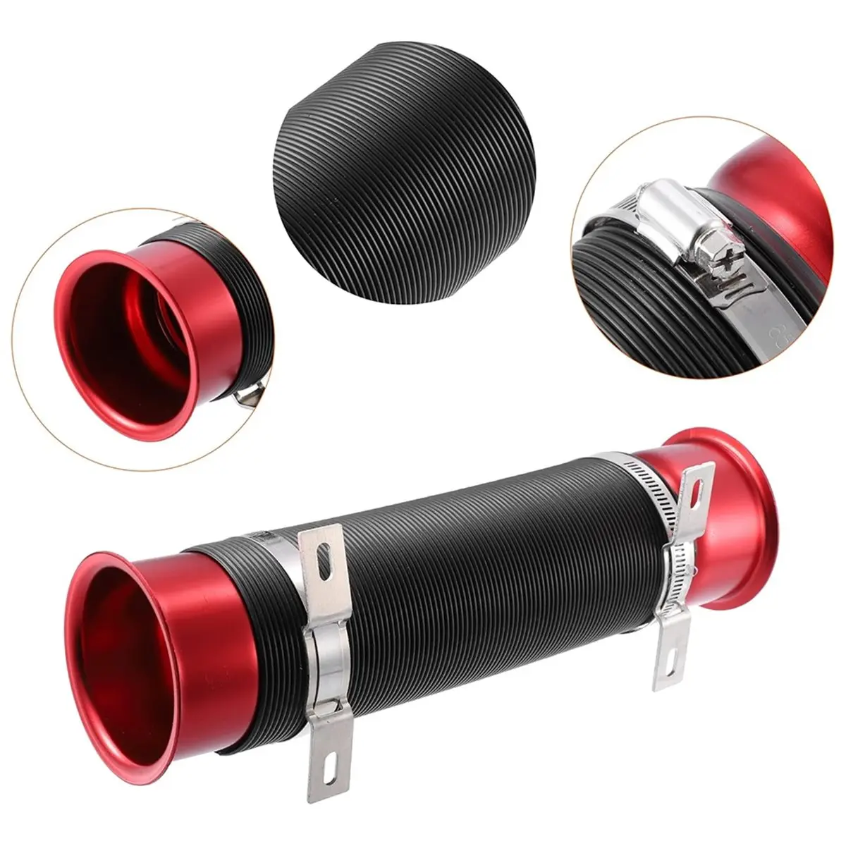 ABKM Car Air Intake Duct with Vents 76mm Universal Flexible Telescopic Ventilation Duct Car Air Duct Hose Turbo Intake Pipe