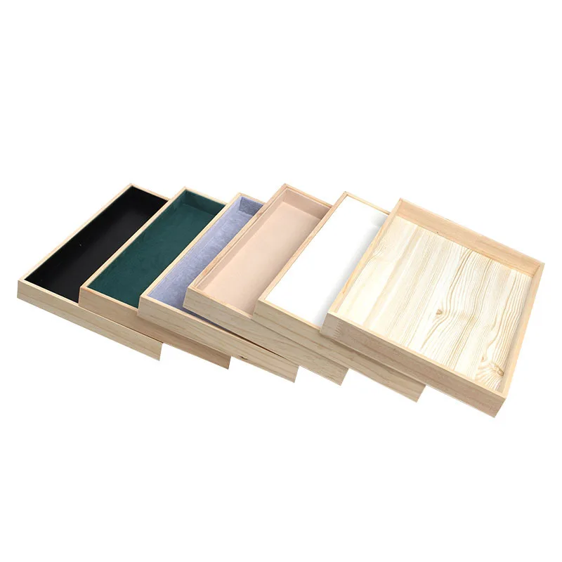 الخشب فارغة مجوهرات عرض صينية حلقة القرط قلادة سوار قلادة التخزين المنظم الصواني