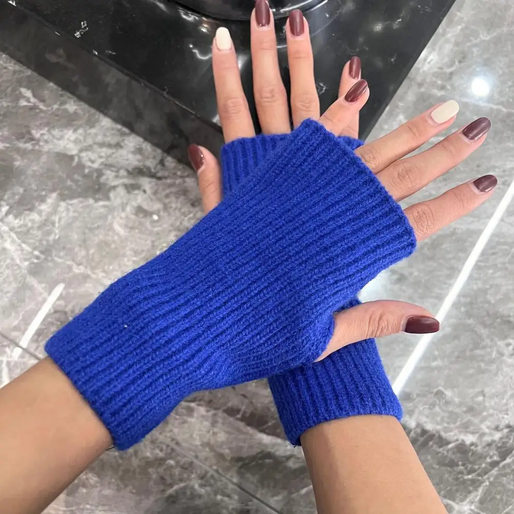 Thermal Gloves Knitted Half-finger Gloves for Students Keep Warm Non-slip Arm Sleeves for Writing Typing Fall Winter High