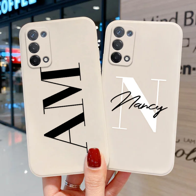 Custom Capital Letters Name Case For OPPO Reno 5 Lite A37 A83 A52 A72 A92 A94 A16 A54S A74 A53 A53S A15S A9 A5 2020 A7 A5S Cover