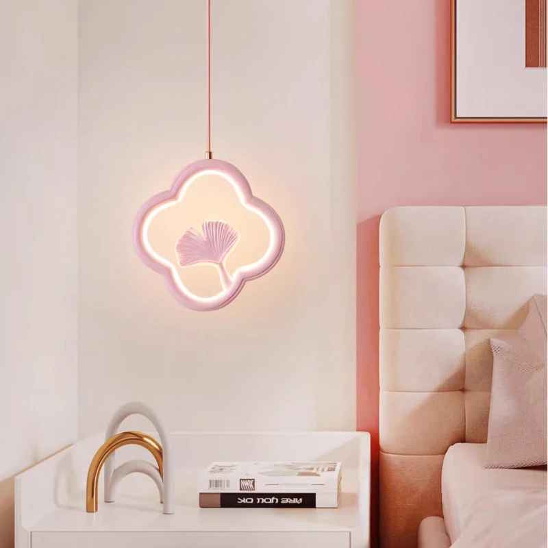 

White Pink Flower Chandeliers Children's Room Princess Room Lamp LED Lucky Petal Light Baby Room Girl Bedroom Bedside Chandelier