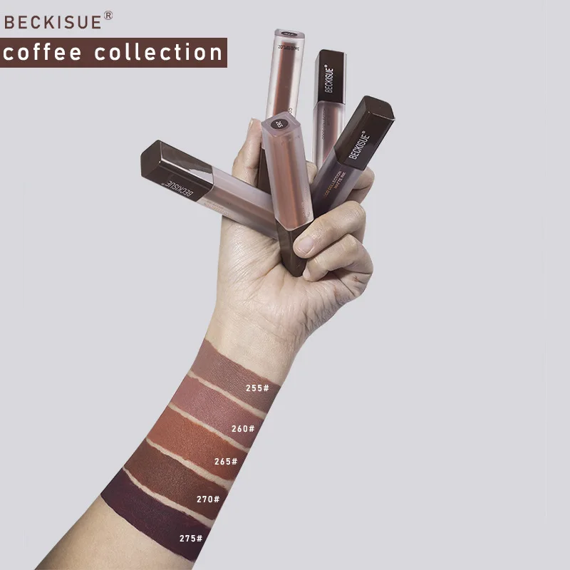 Matte velvet coffee color lip glaze set easy to color improve complexion long-lasting nude non-stick cup  lipstick Cosmetics