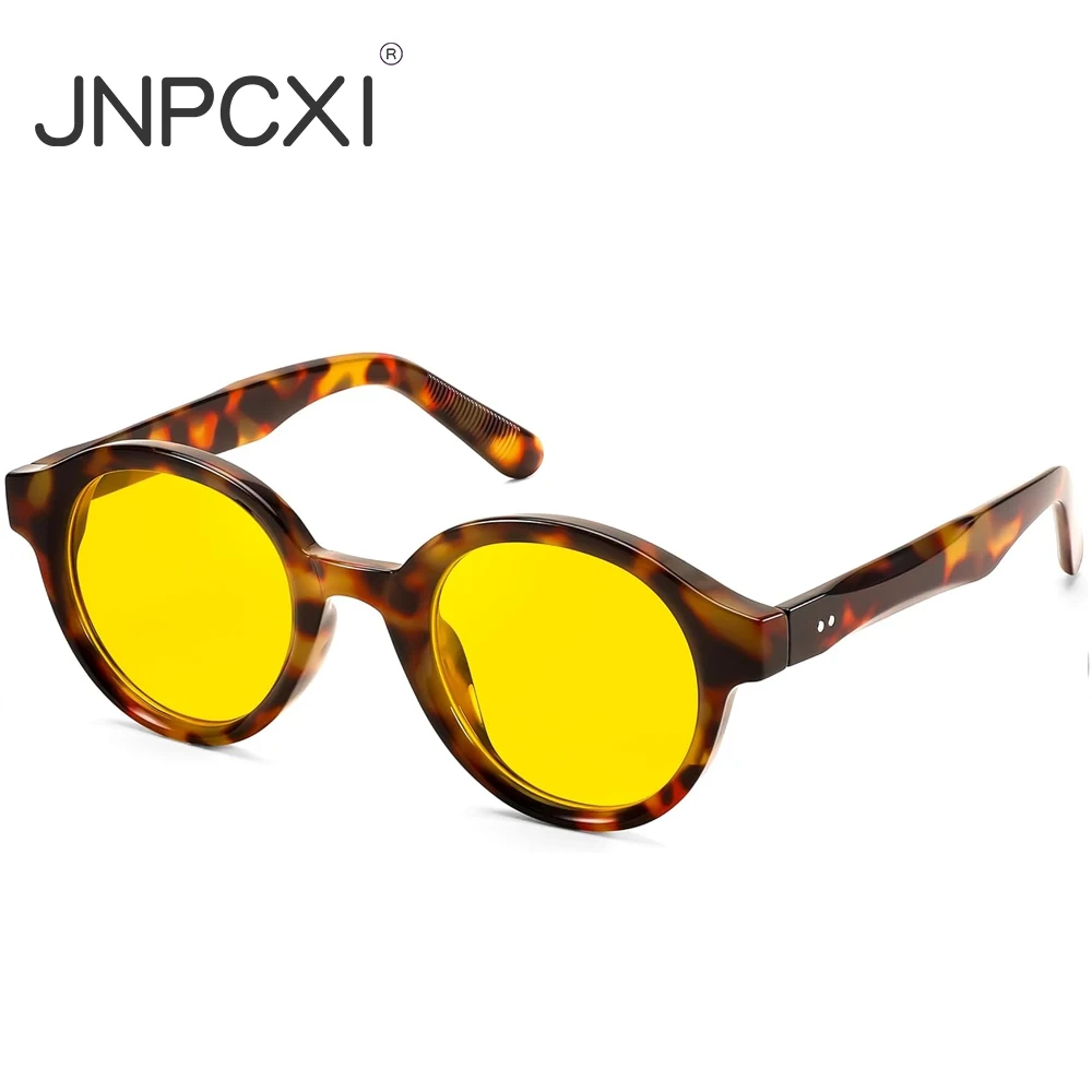 JNPCXI Round Fashion Sunglasses for Women Men Shades Trending Rivets Vintage Sun Glasses Eyewear