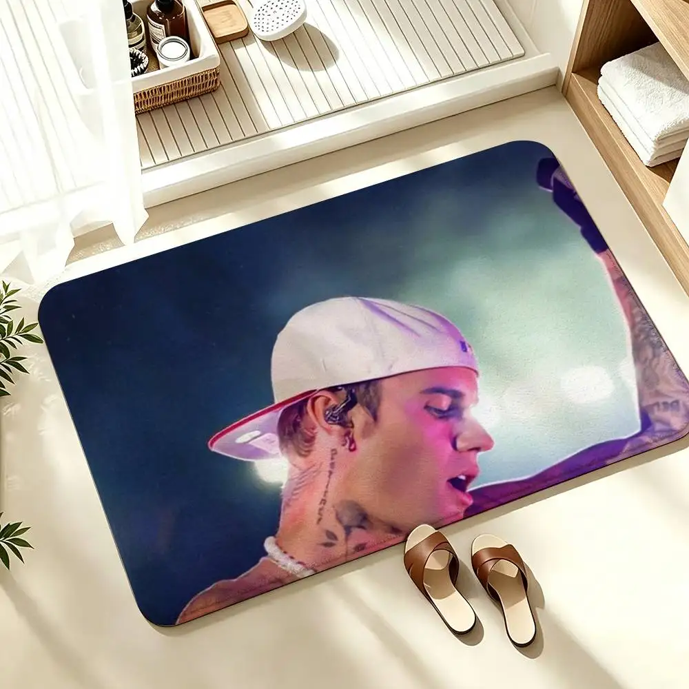 J-Justin S-Singer B-Bieber  Soft Absorbent Decorative Floor Mat for Bathroom Entryway Living Room