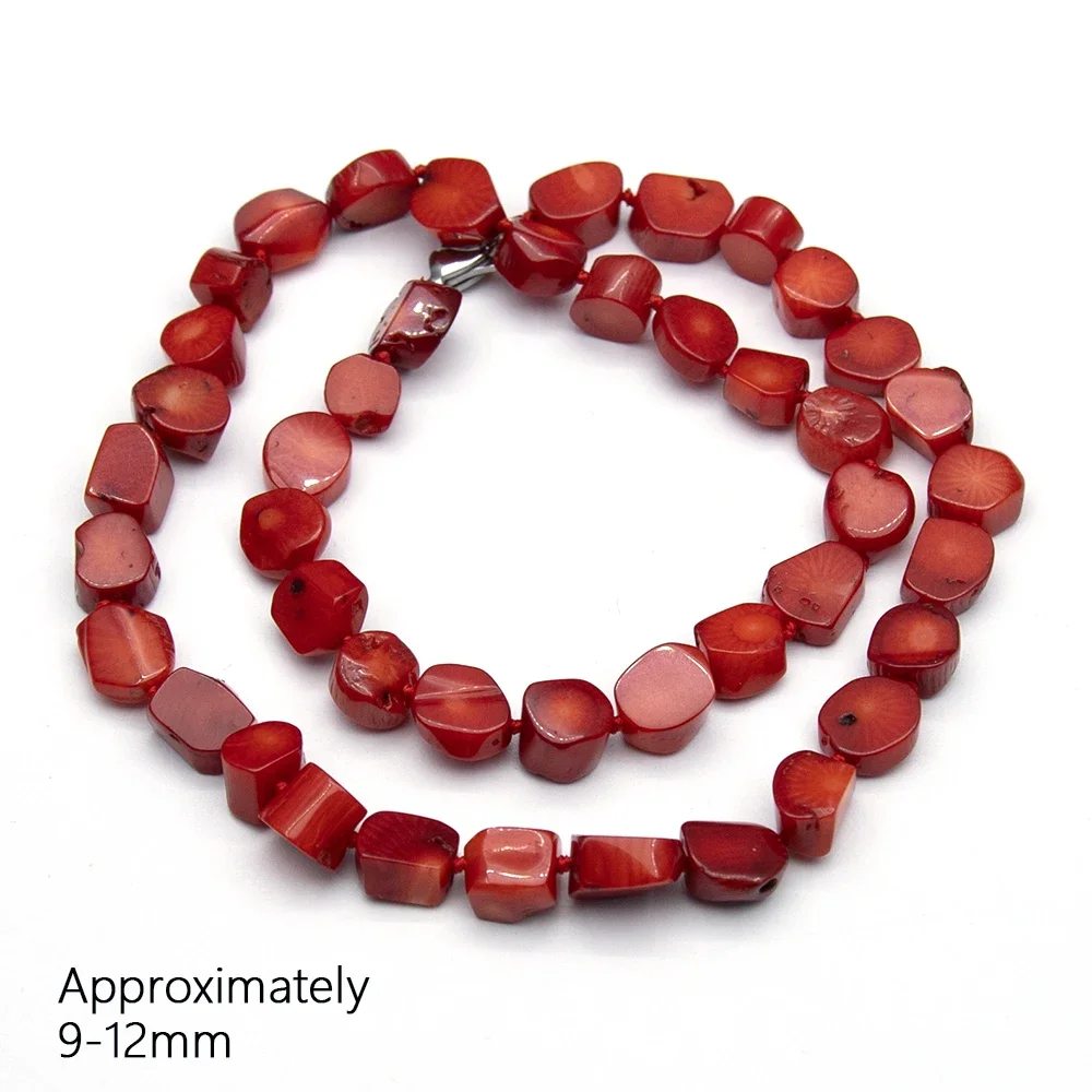 9-12 مللي متر المرجان الطبيعي قلادة غير النظامية شقة متعددة التشوهات على شكل المرجان الأحمر الخرز هدية عيد ميلاد لصديق الأم فتاة #2
