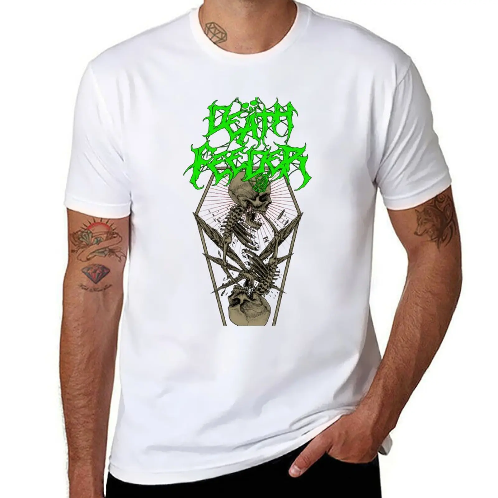 Logo Skull Death Green Ouroboros - Feeder Twin T-Shirt Retro Style Print Casual Top