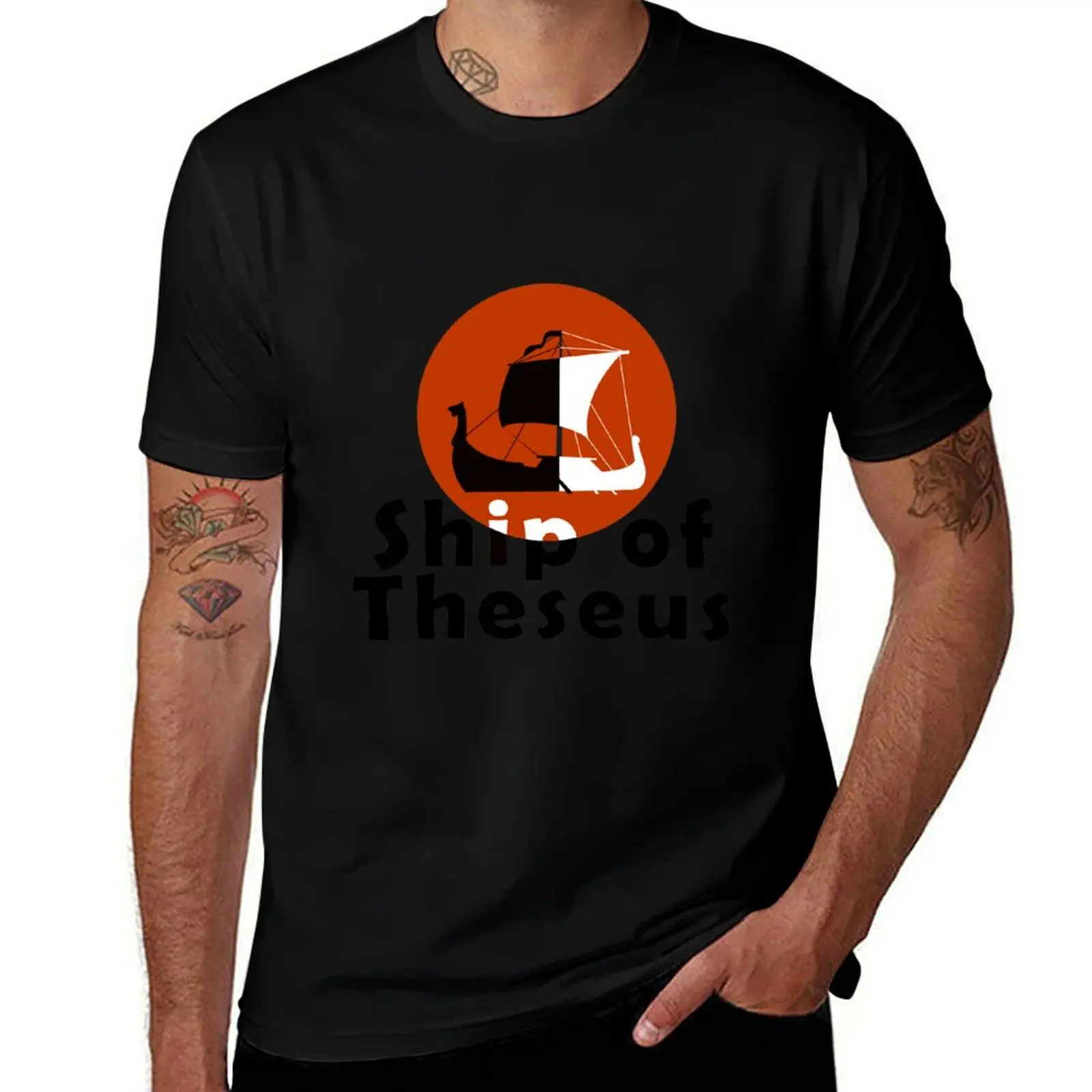 Ship of Theseus T-Shirt Simple Solid Color Crew Neck Tee T-Shirt
