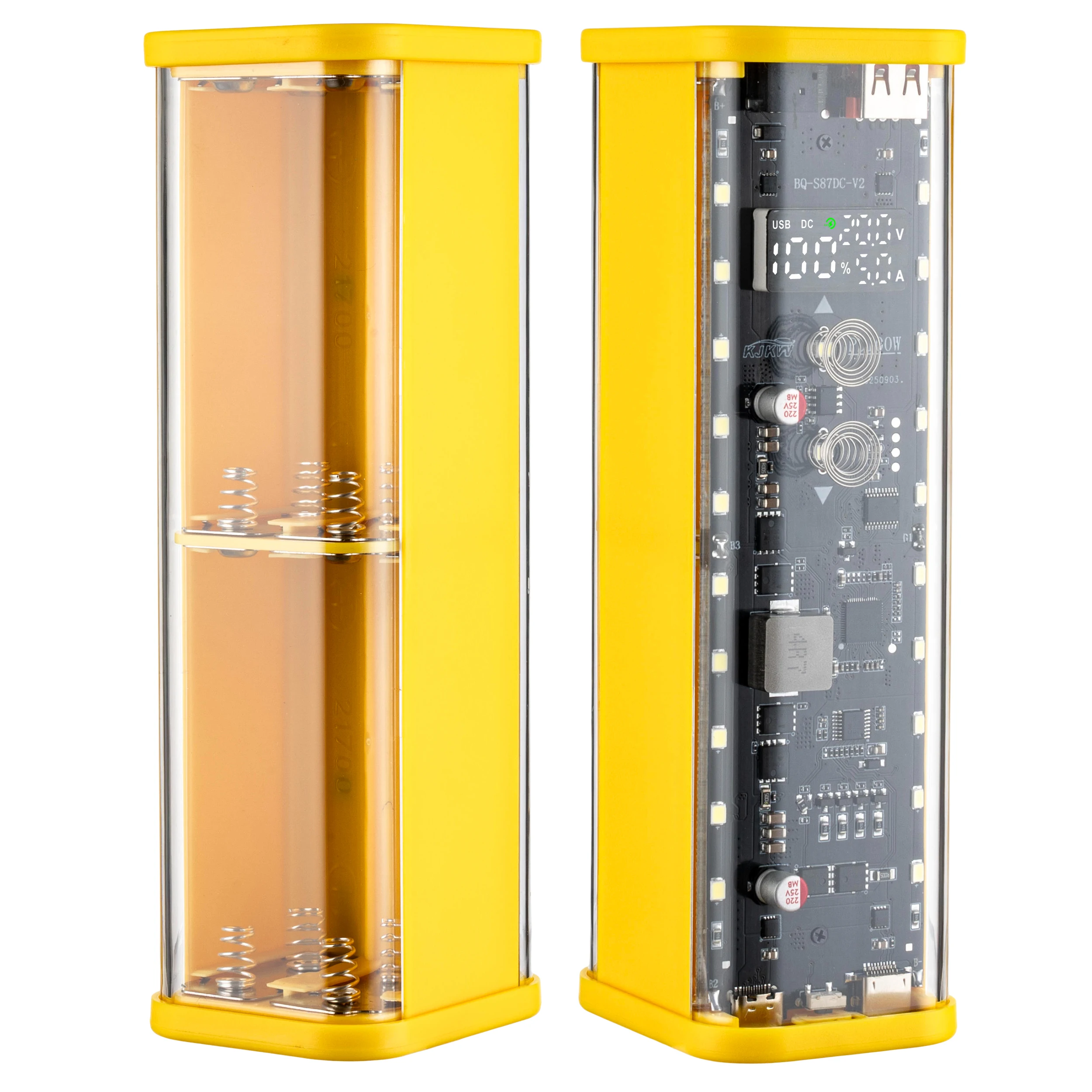 PD 100W Superschnelles Laden 8-Zellen 21700 Batteriehalter Transparentes Powerbank-Gehäuse-Kit mit Touch-Steuerung und DC-Spannungsregelung – Detail 11