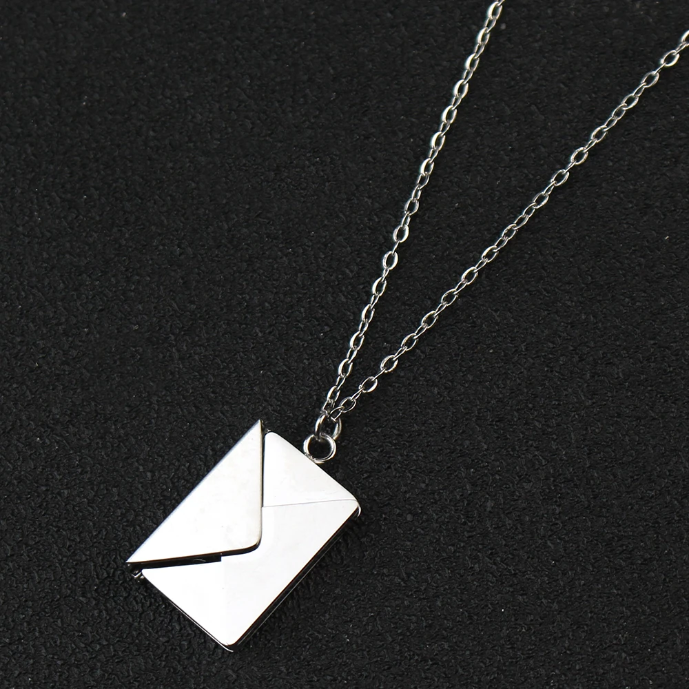 Love Letter Envelope Pendant Necklace Stainless Steel Jewelry Confession Love You for Valentine Day Mother Day Gift