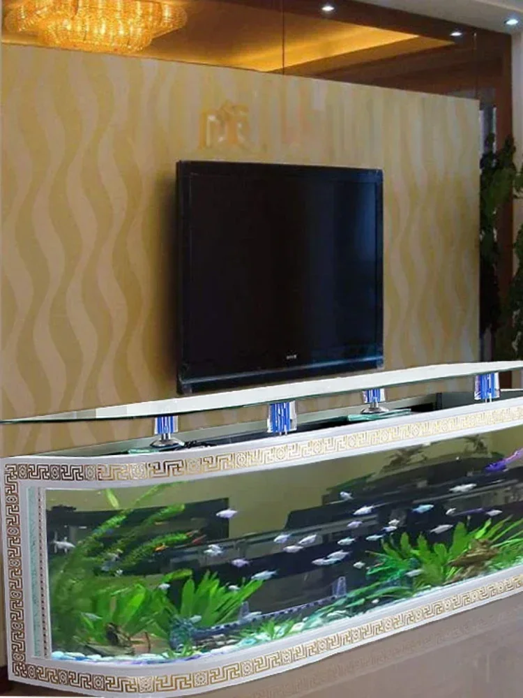 TV Cabinet Fish Tank Ecological Aquarium European Fish Tank Living Room Floor Wall Bar Creative Glass Fish Tank Coffee Table