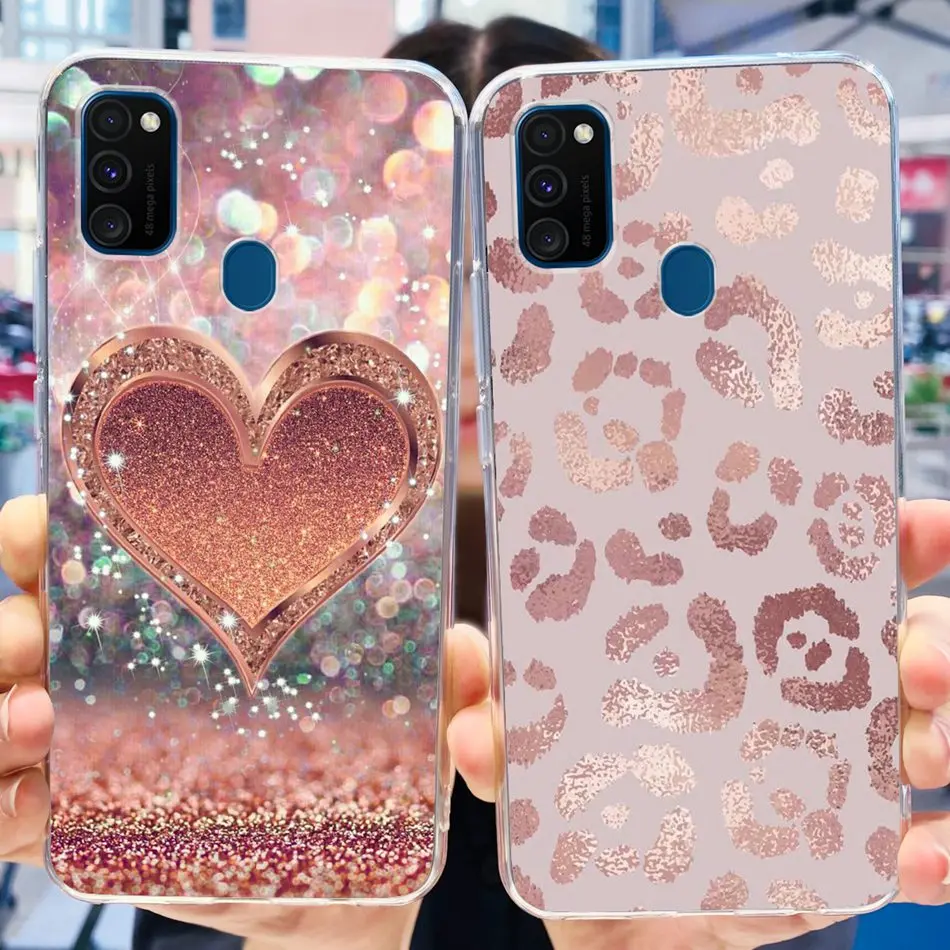 For Samsung Galaxy M21 Case Samsung M30S M21 SM-M215F SM-M307F Elegant Printing Soft Silicone Clear TPU Slim Phone Back Cover