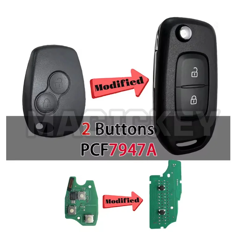 Modified ID46 PCF7946/7947 Chip 433MHz Car Remote Control Key For Renault Logan Master Twingo Clio Kangoo Modus Traffic Dacia view 5