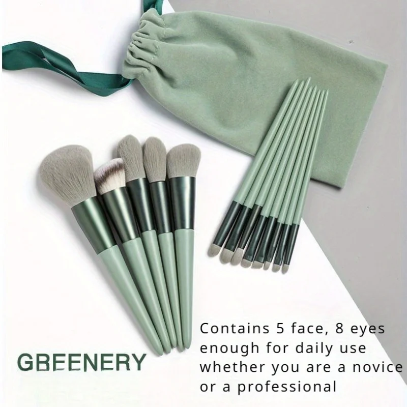 13本のポータブルメイクブラシセット、収納バッグ付き - 超ソフト、優しい、完璧なメイクアップルックを実現 - 旅行に便利、お手入れ簡単