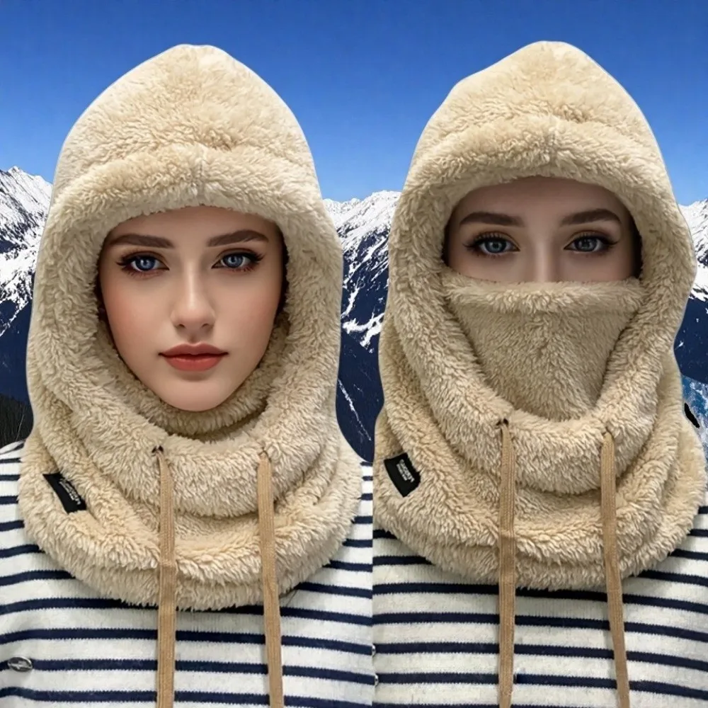 New Warm Integrated Scarf Mask Hat Coldproof Windproof Hooded Hat Polar Fleece Ear Protection Hat Unisex