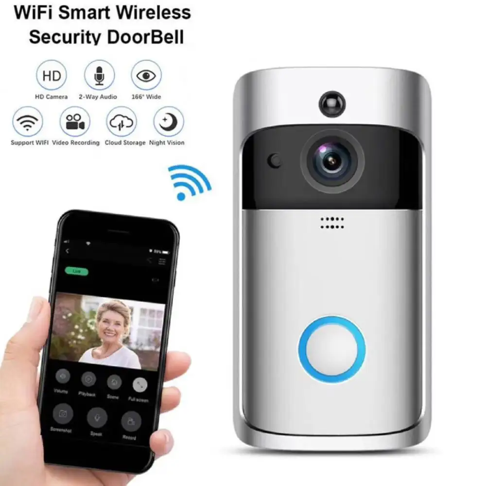 WiFi Video Doorbell 2 Way Audio Security Home Door Bell 720P Night Vision with Noise Cancelling Microphone Smart Human Detection