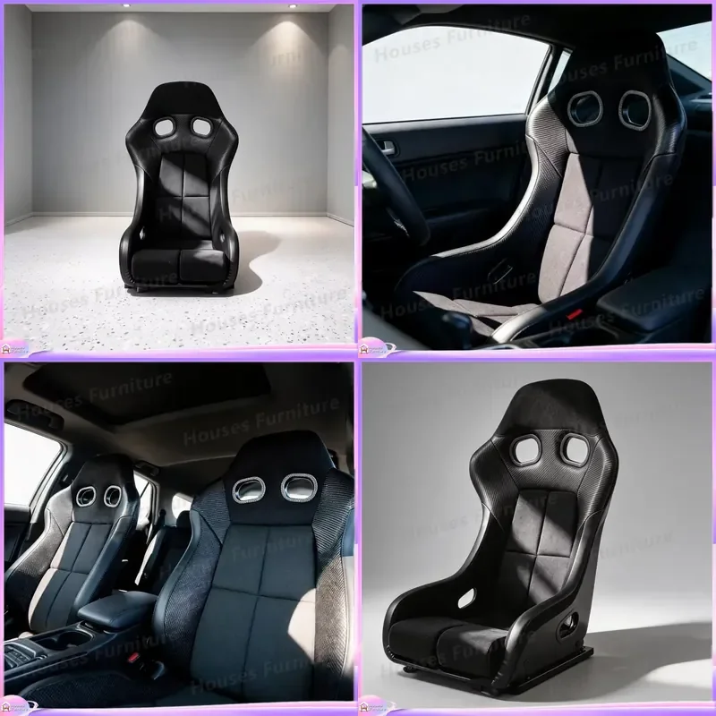 210 Ergonomic Racing Simulator Cockpit Chair Fixed Bucket Seat Low Gravity Car Game Chair with L Slide Universal Mount for