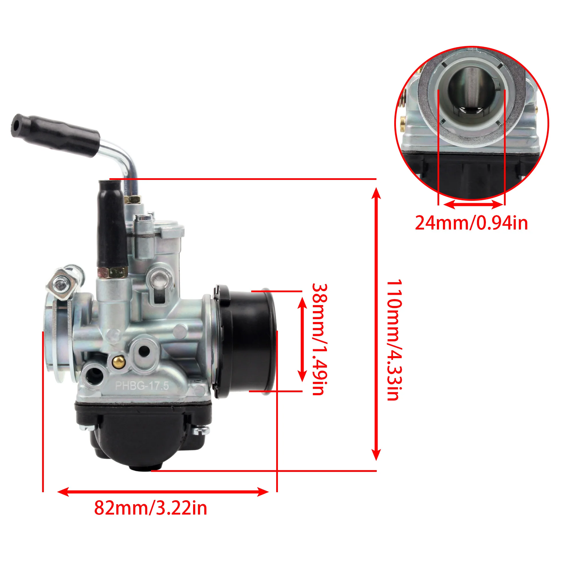 PHBG 17.5mm 19.5mm Racing Carburetor For 50cc 100cc 2-Stroke Mini Dirt Pit Bike ATV Quad Scooter Moped Replacement Parts