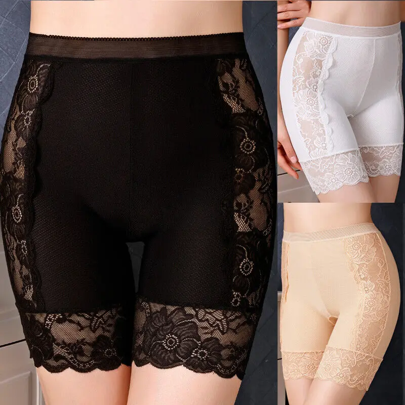 Women Safety Pants Sexy Lace Edge High Waist Anti Chafing Slip Shorts Tummy Control Body Shaper Underwear Bottoming Shorts