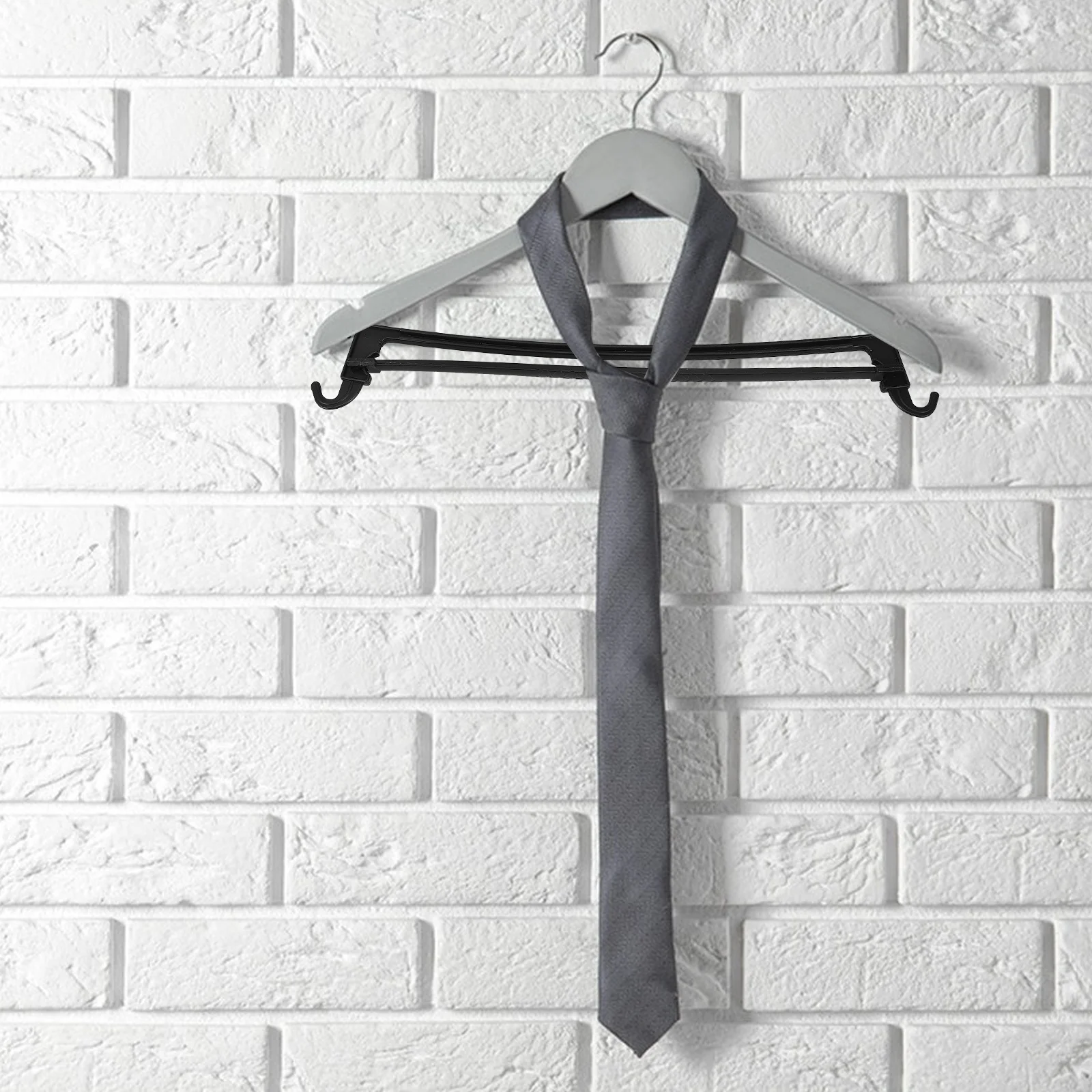 

10 Pcs Hanger Black Bottom Rod Wardrobe Suit Non Slip Bars Plastic Pants Hanging Closet Bedroom