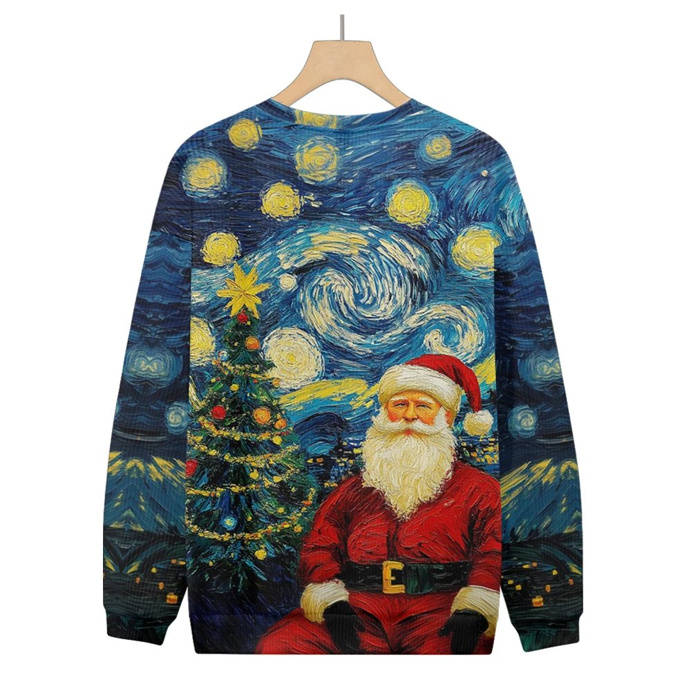 2024 New Arrivals Men's Santa Claus Print Warm Pullovers Unisex Casual Funny Sweater Christmas Comfortable Fabric