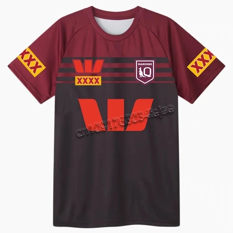 

New Jersey Clothing Men's T-shirt NRL Rugby South Wales Training Uniform Speed Dry Oversized Short Sleeve Jersey MOTO T-shirt