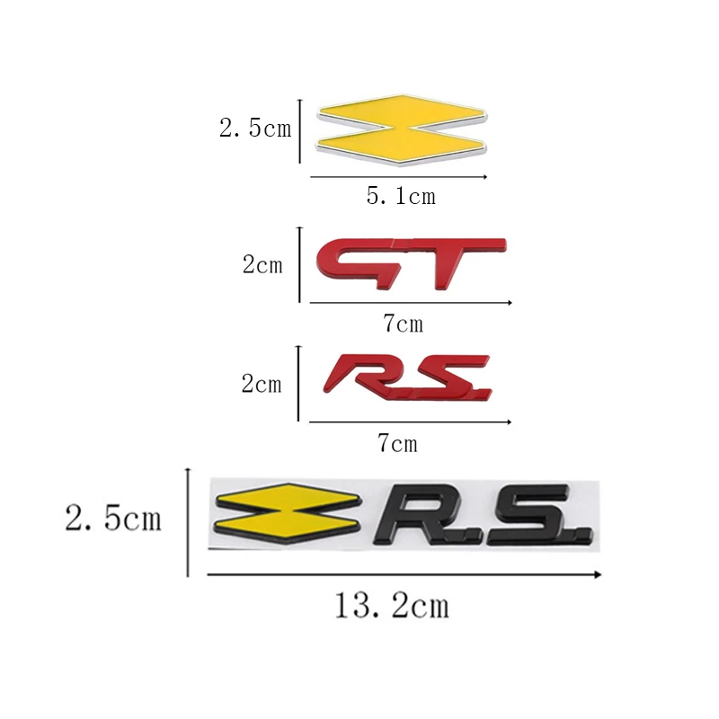 3D Car Metal GT RS Line Logo Decals Emblem Badge Sticker For Renault Logan Clio Megane 2 3 4 Kangoo Koleos Captur Twingo Duster