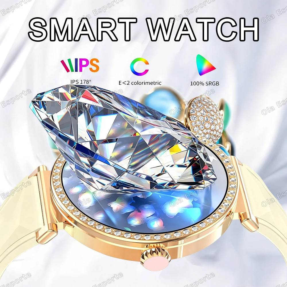 

New Luxury Diamond Smart Watch Women Bluetooth Call Smartwatch Heart Rate Health Monitor Smartwatches Waterproof Bracelet Ladies