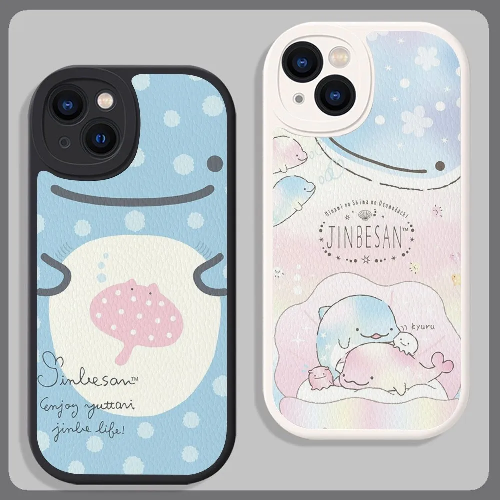 Cute kawaii Jinbesan Phone Case Hard Leather For iPhone 14 13 12 Mini 11 14 Pro Max Xs X Xr 7 8 Plus Fundas