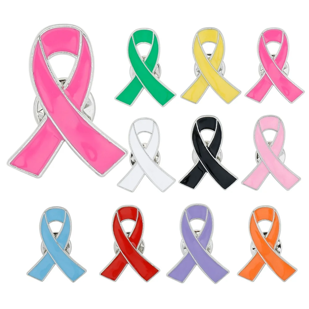 Pink Love Ribbon Brooch Anti Breast Cancer AIDS Awareness Micro Chapter Clothing Schoolbag Accessories