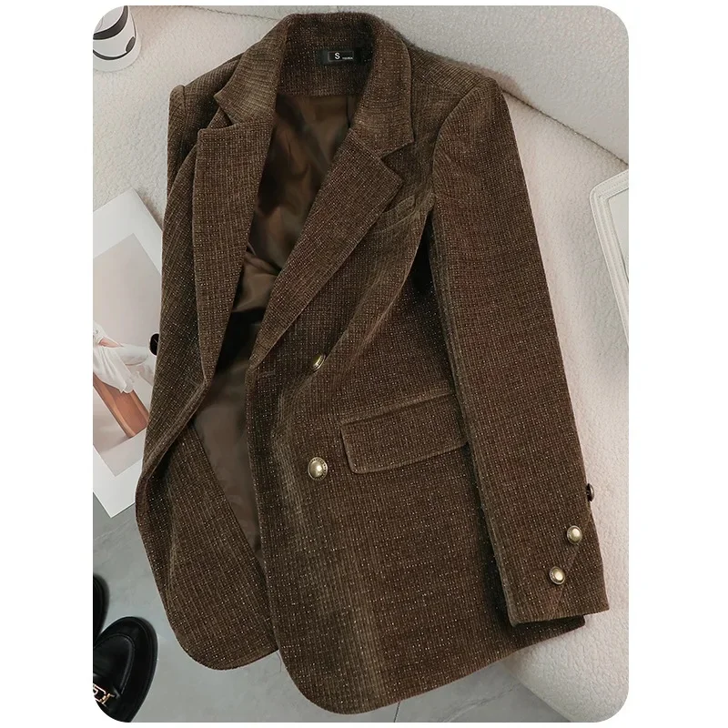 خريف شتاء جديد أنيق سروال قصير المرأة سترة فضفاضة ملابس خارجية غير رسمية الإناث معطف جودة مريحة #6