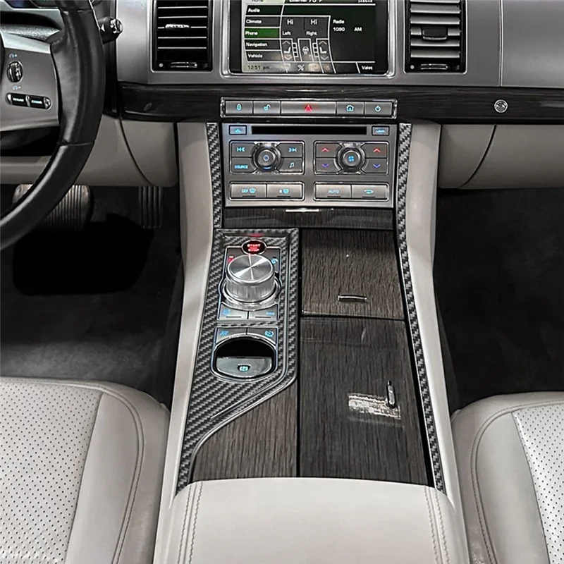 

Для Jaguar XF 2008-2015 LHD аксессуары для интерьера из углеродного волокна, центральная консоль, панель переключения передач, комплект отделки