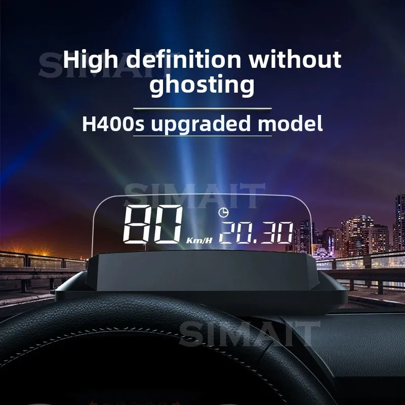 H400S Auto-Leveling HUD Display | OBD2 Car Head-Up Monitor with Floating Projection & Trip Computer