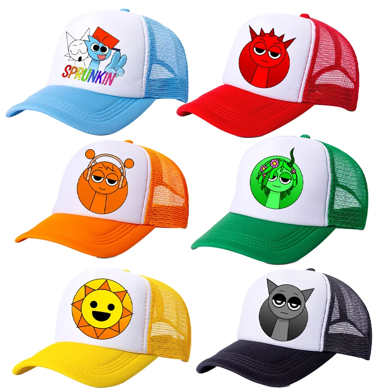 Sprunki Kids Baseball Caps Boys Casuals Hat Game Incredibox Children Sports Sun Hat Adjustable Peaked Cap Bonnet Birthday Gifts