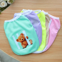 Spring/Summer Thin Pet Vest Handsome Cat and Dog Universal Cartoon Bear Print Candy Color Cute Pullover Clothes