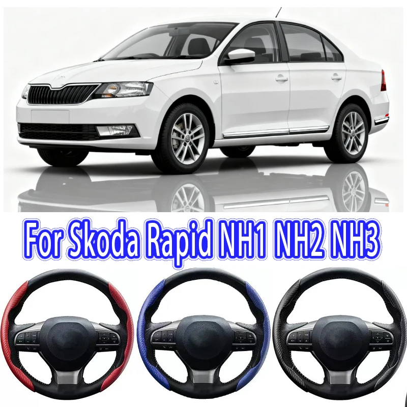 

For Skoda Rapid NH1 NH2 NH3 Car Steering Wheel Cover 38CM Anti-Slip Suede Steering Wheel Cover Auto Decoration Accessory