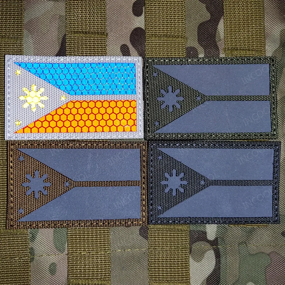 Philippines Flag Embroidered Patches Infrared IR Reflective Patch PVC Rubber Philippine Flags Patch For Clothing Backpack