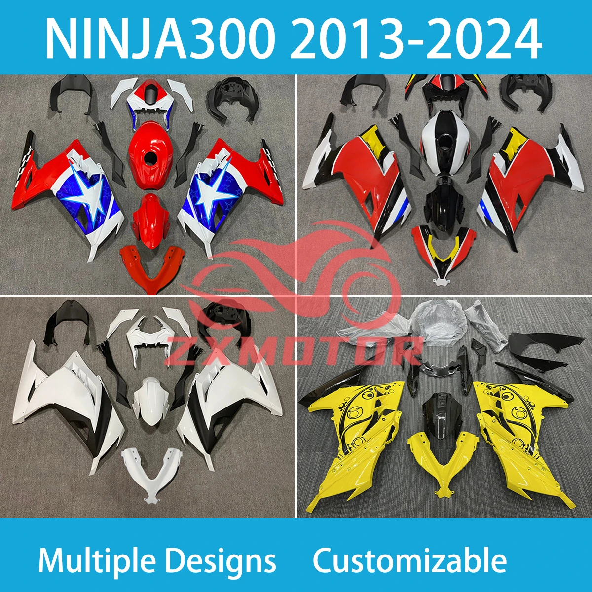 

Hot Style Fairings EX300R 2013 2014 2015-2024 Motorcycle Fairing Kit Aftermarket Bodywork for KAWASAKI NINJA 300 13-21 22 23 24