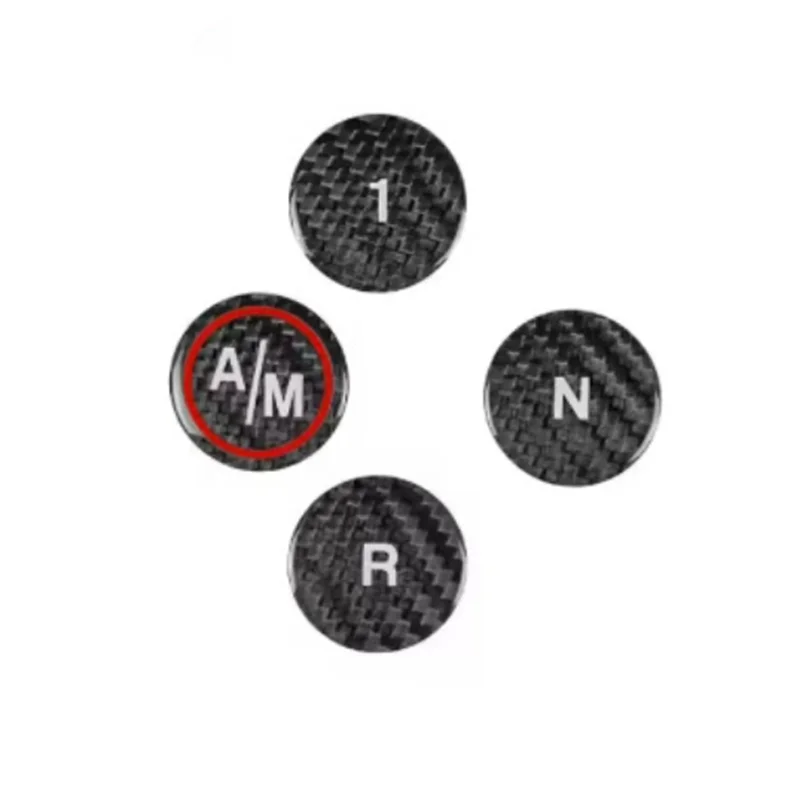 

For Fiat 500 Abarth 595 695 Compatible Carbon Fiber Car Gear Shift Button Cover Decorative Sticker Interior Accessory Black