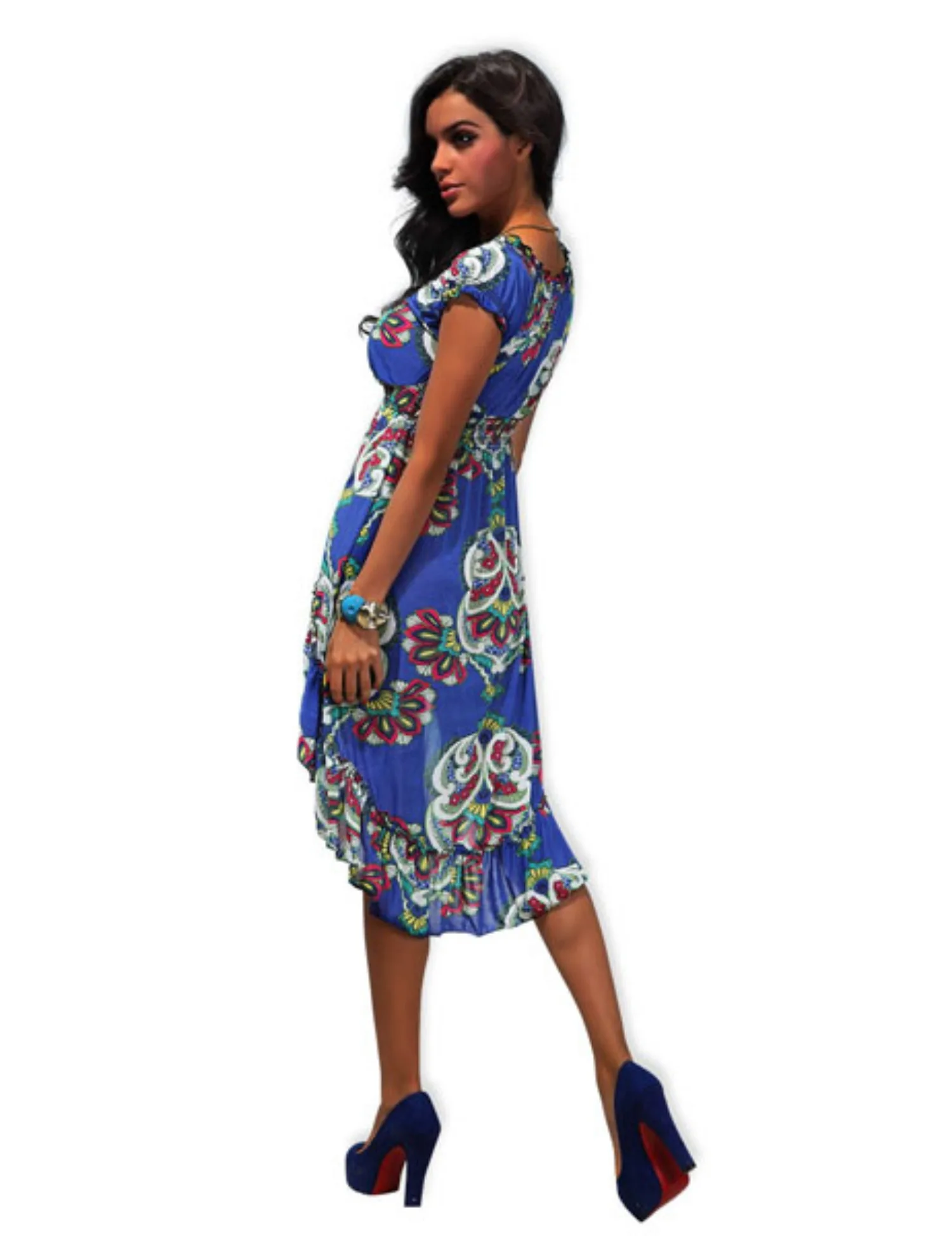Robe longue d'été smockée à fleurs pour femmes, sans manches, à volants, bretelles Spaghetti, longue robe formelle de plage