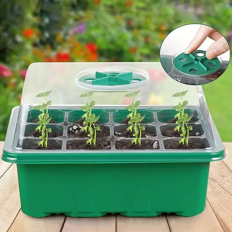 12-well Seedling Box Multifunctional Gardening Mainten Plastic Seedling Pot Succulent Sowing Seedling Box Insulate Seedling Tray