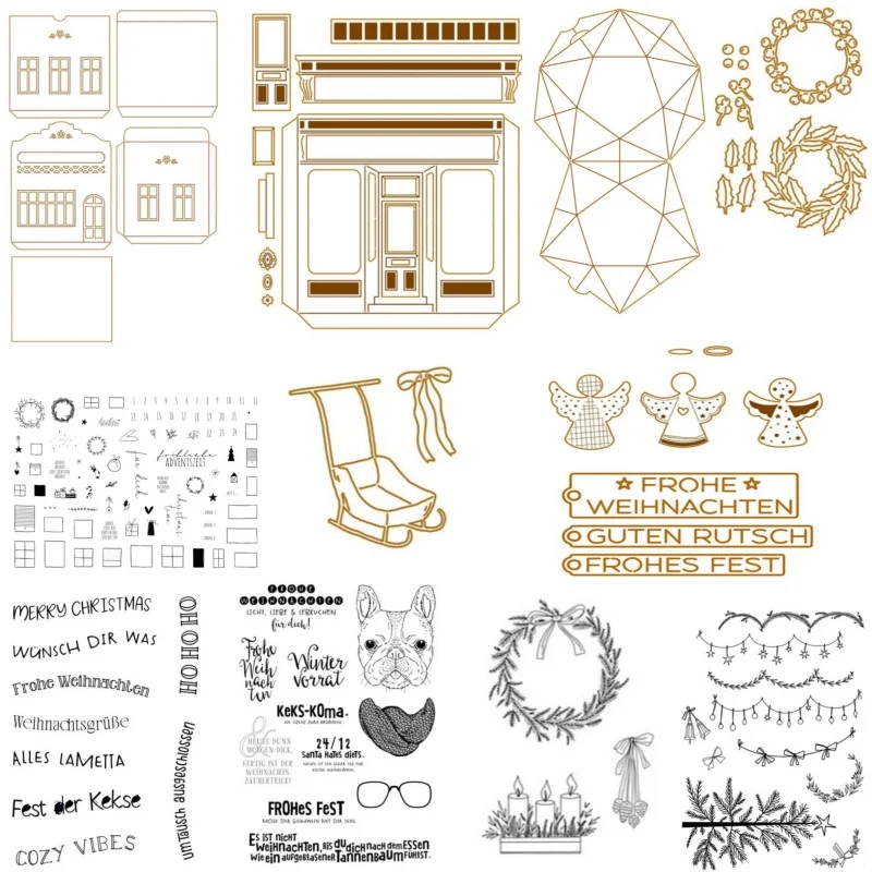 Neues Produkt Vorverkauf Weihnachten Eltern-Kind Stanzformen und Stempel DIY Scrapbook Album Dekoration Geprägte Papierkarten