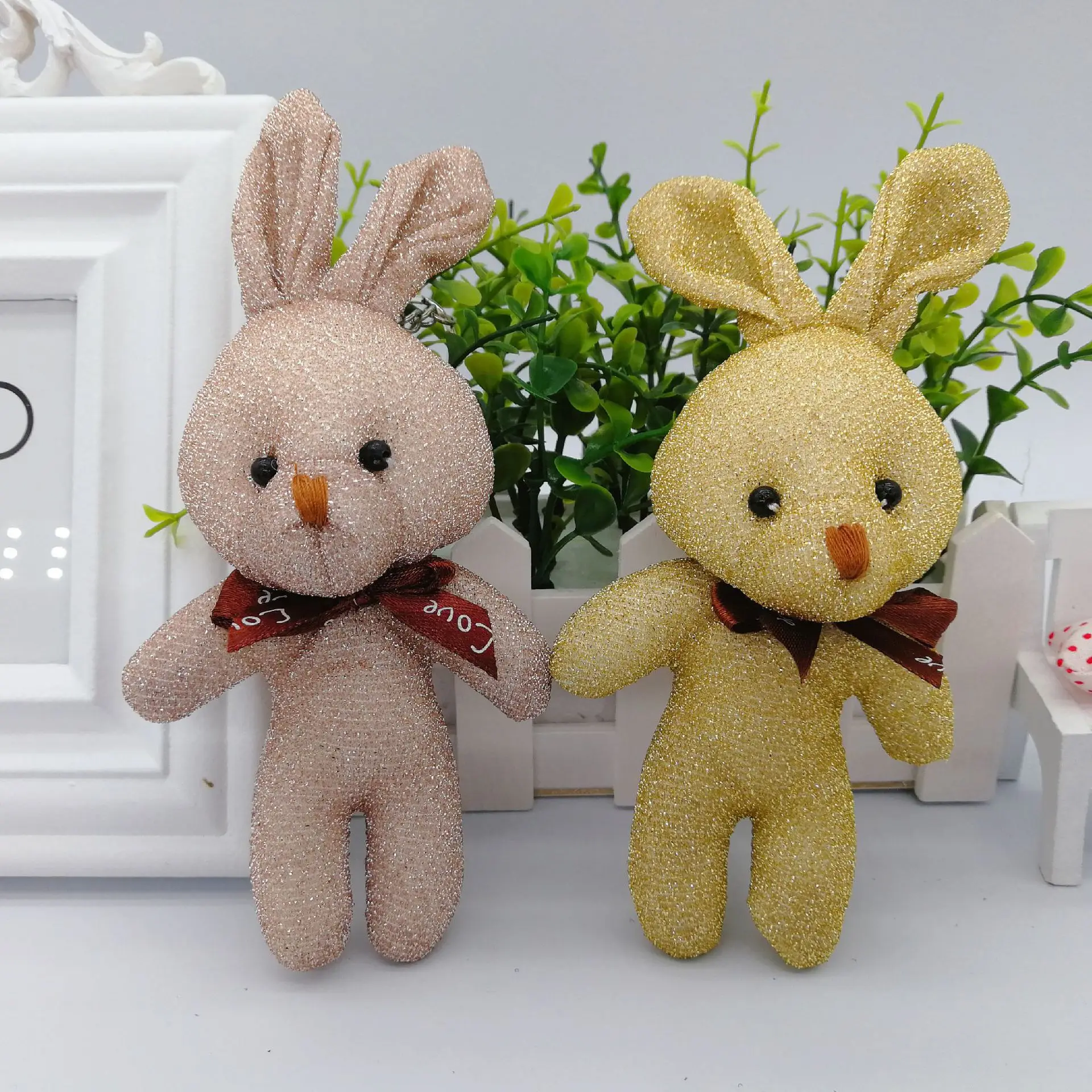 100pcs/lot Wholesale Plush Animal Doll Toy Bright Silk Conjoined Rabbit Bouquet CompanyDeposit First to Get Discount much Pta350