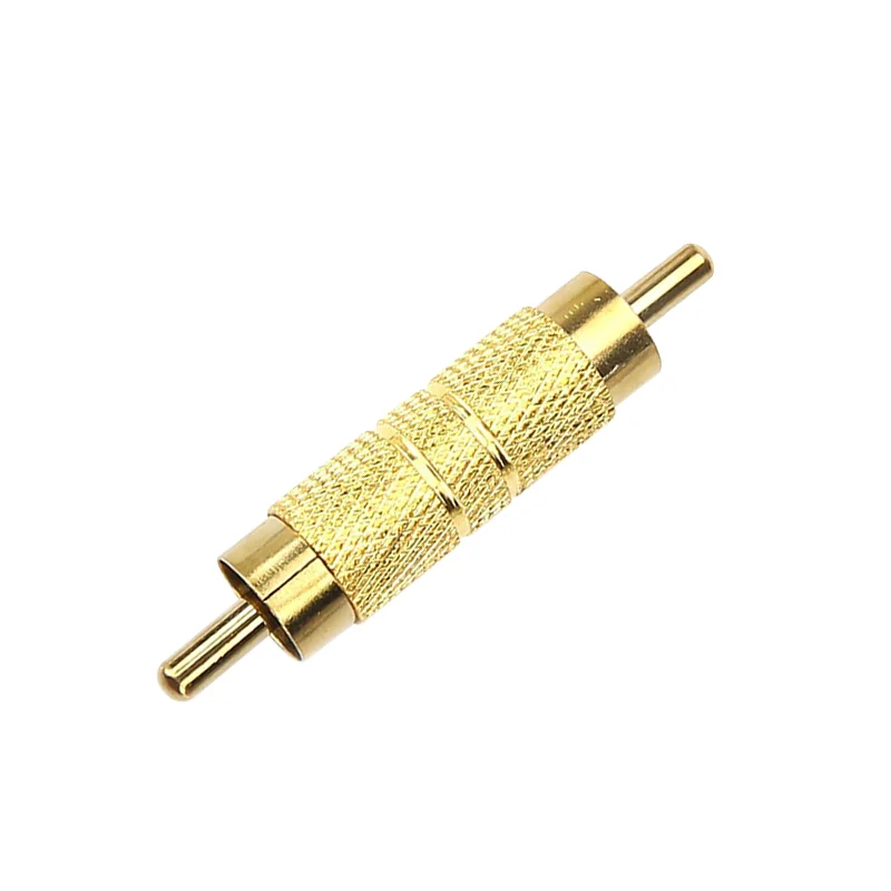 Gold-plated Brass RCA Inline Coupler Male to Male Plug A/V Adapter M/M Connector RCA Male to Male Joiner for CCTV Camera