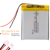2.0mm 804050 2000mAh 3.7V Lithium Polymer Rechargeable Battery For MP3 MP4 Driving recorder LED Light Speaker GPS Navigation