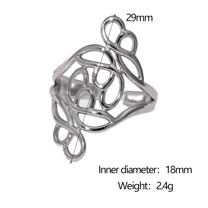Geometric Line Open Ring Woman Elegant Sophisticated Stainless Steel Jewelry Accessories Colorfast Open Adjustable Rings Gift