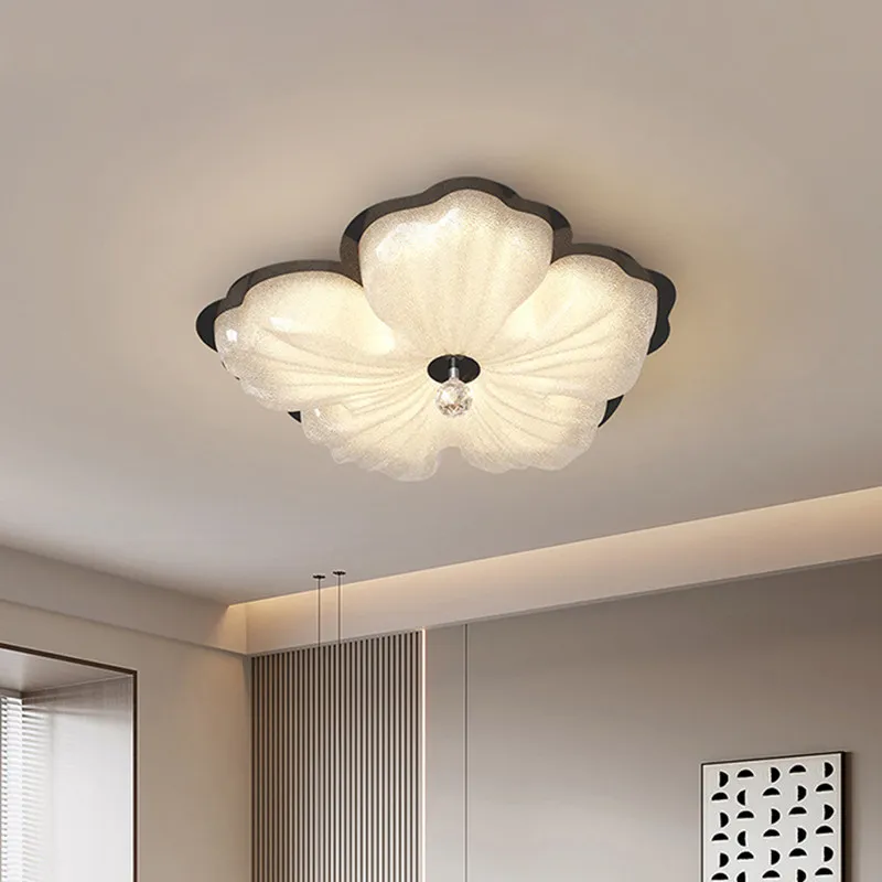 Retro Luxury Crystal Ceiling Light, 2025 New Design, Walnut Color, Flower Shape, Vintage Style, Bedroom Lighting, Chandelier